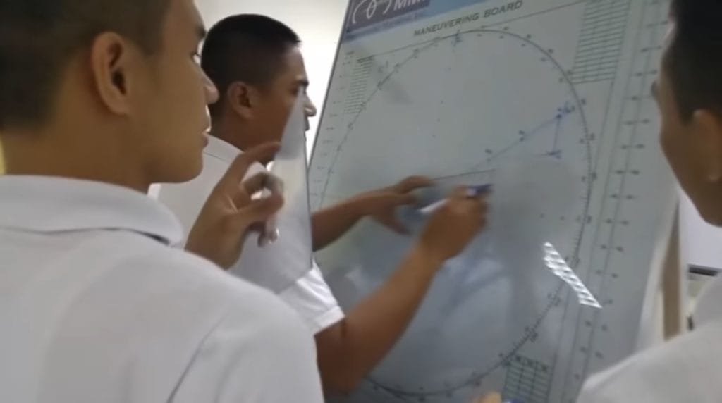 Students doing radar plotting as part of their training in the cadetship program.