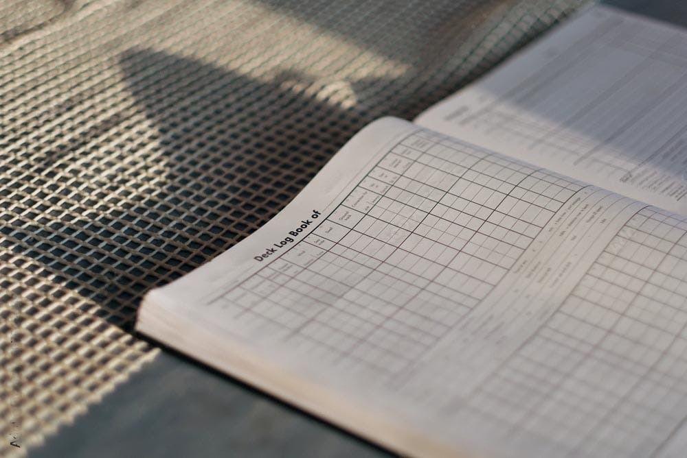 An official deck log book of a merchant ship.