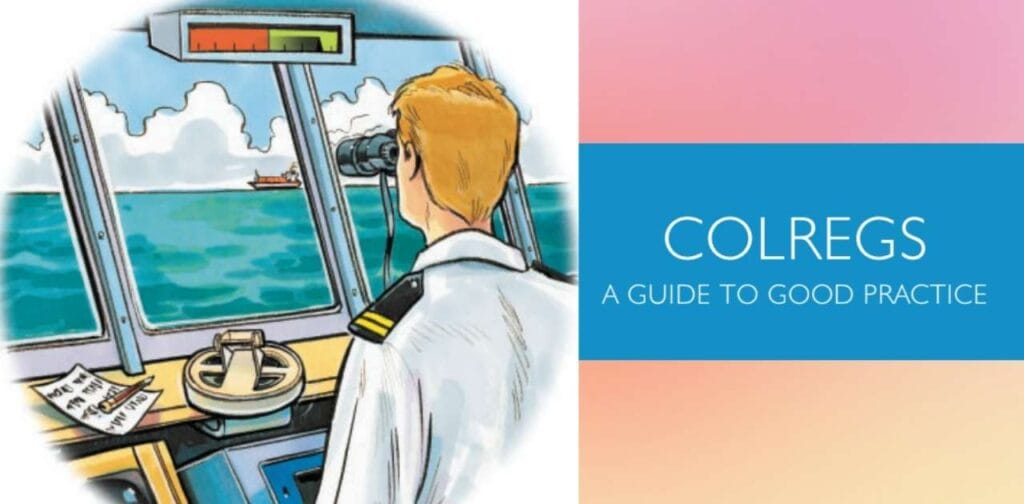 A seaman looking out for another vessel using a binocular.