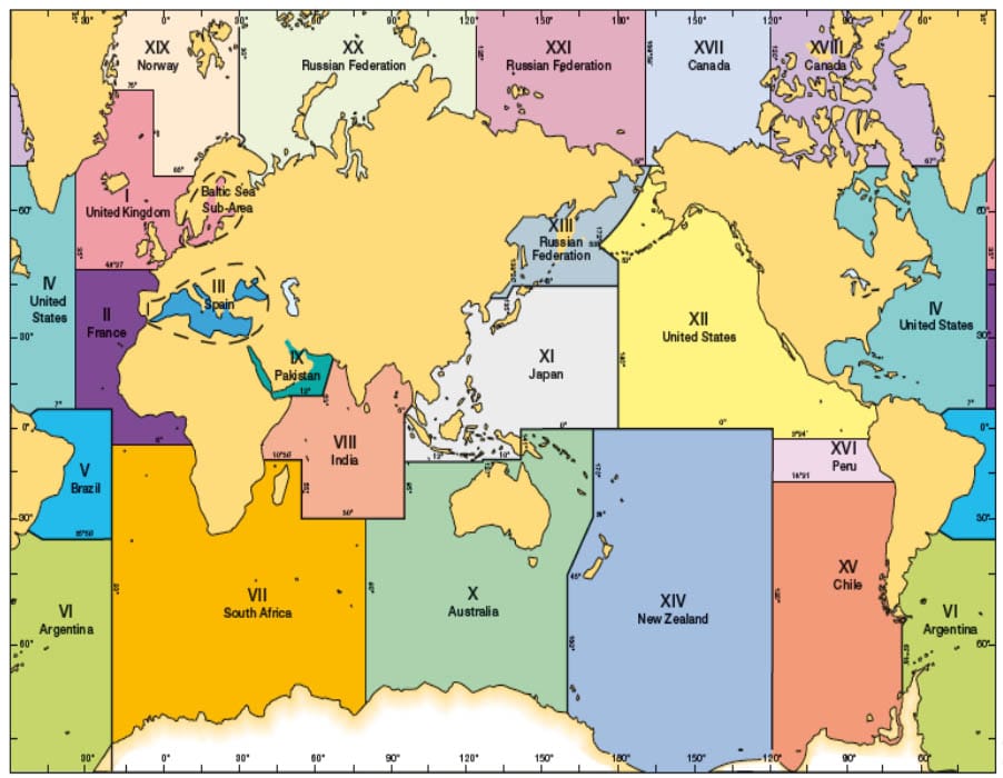 21 NAVAREAs covering the world's seas and oceans