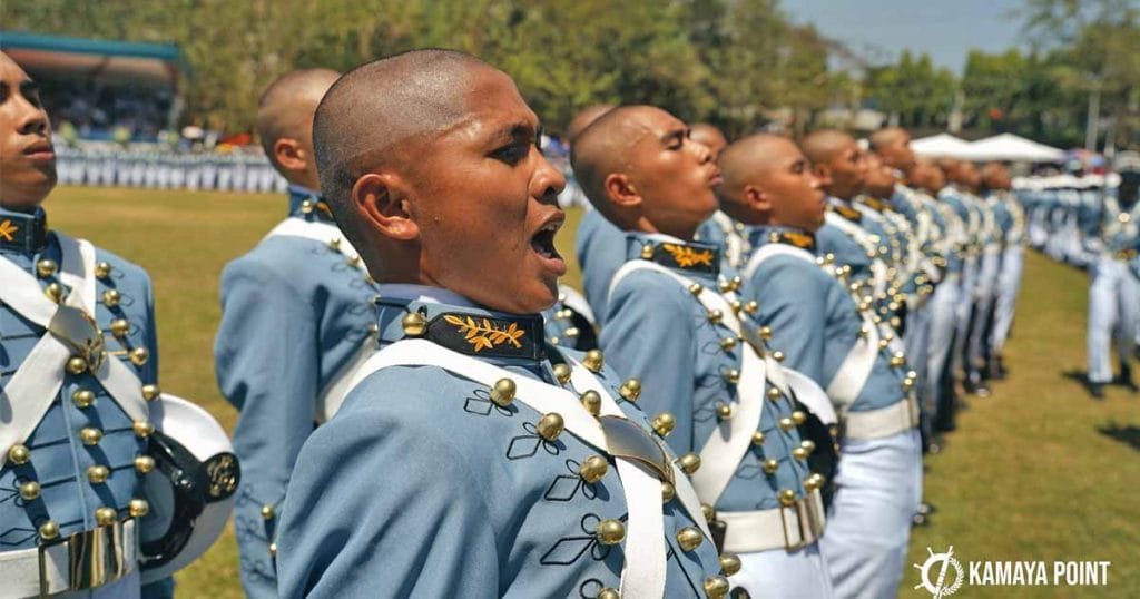 Snappy cadets on a spectacular silent drill formation.
