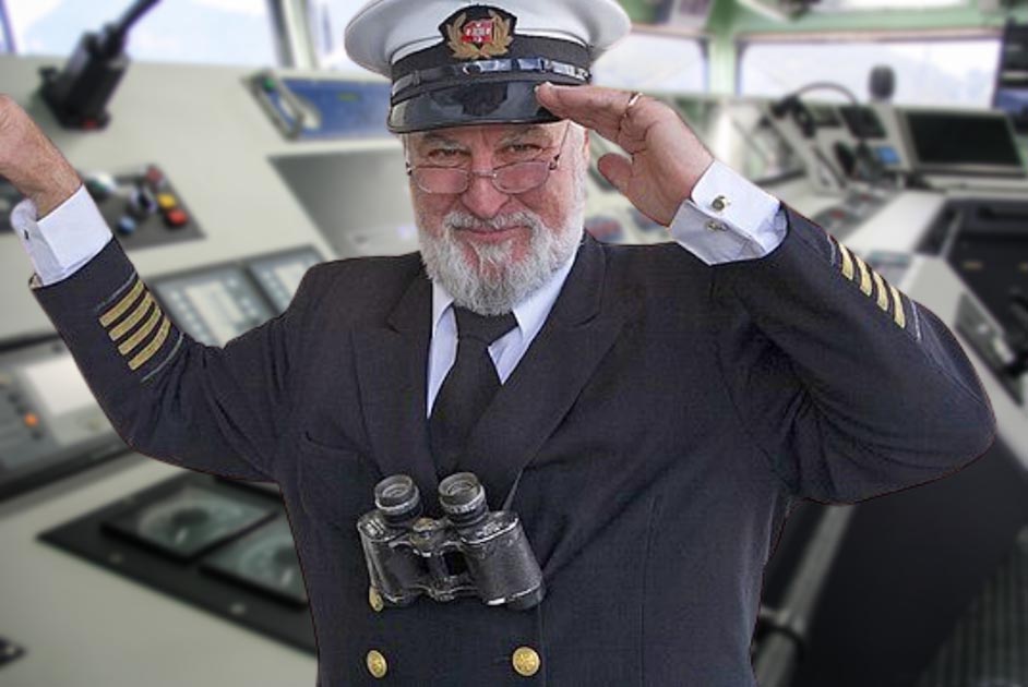 Shipmaster saluting.