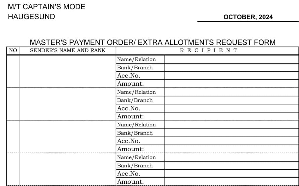 An empty MPO Request form.